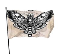 Bandiera da Giardino Testa di Teschio Morto Falco Falena Luna Pietra Bandiera Poliestere con 2 Occhielli in Ottone Striscione Colore Vivido e Resistente allo sbiadimento Bandiera da Giardino per Inter