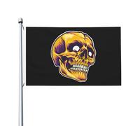 Bandiera da Giardino The Cracked Golden Skull per Letto 3x5 FT | Robuste Striscione con 2 Occhielli Decorazioni da Esterno per All'aperto Interni