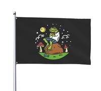 Bandiera Da Giardino The Frog Sitting On The Rock At Night Appendere Striscione Resistente Alle Intemperie Decorazioni Da Esterno Per Fattoria Piantone Cortile 3X5 Ft