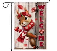 Bandiera Da Giardino The Squirrel Red Love Heart Flower Bandiere Decorative Resistente Al Sole Garden Flag Colore Vivido Bandiera Da Cortile Per Esterno Festival Celebrazioni 30X45CM