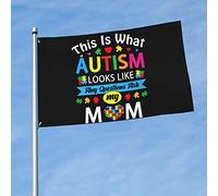 Bandiera Da Giardino This Is What Autism Looks Like, Any Questions Ask My Mom Outdoor Bandiera Premium Bandiere Decorative Durevole Bandieradacortile Per Feste Celebrazioni Festival 90X152CM