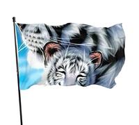 Bandiera da giardino tigre bianca madre bambino sotto il cielo stellato cortile casa decorazione esterna bandiere striscioni per prato patio 3x5 piedi