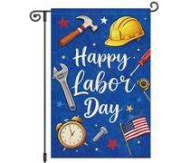 Bandiera da giardino Tools Hard Hat Patriotic Labor Day Bandiere