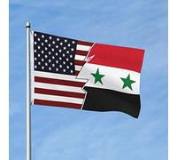 Bandiera Da Giardino Torn Style American And Syria Bandiere Decorative Colore Vivido Bandiera Da Cortile Antivento Garden Flag Per Esterno Festival Feste 90X152CM