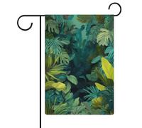 Bandiera da giardino tropicale con foglie di banane verdi della giungla tropicale, per le vacanze stagionali, in iuta, su entrambi i lati, 30,5 x 45,7 cm