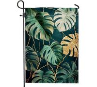 Bandiera da giardino tropicale con foglie di Monstera, decorazione estiva per esterni, decorazione per prato, elegante striscione botanico su entrambi i lati, 30,5 x 45,7 cm