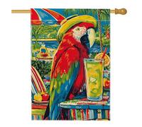 Bandiera da giardino tropicale con pappagallo, decorazione estiva colorata, striscione da cortile in iuta su entrambi i lati, decorazione per esterni per feste e vacanze, 71 x 101 cm
