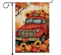 Bandiera Da Giardino Truck Pumpkin For Fall Autumn Harvest Maple Thanksgiving Garden Flag Resistente Al Sole Bandiera Da Cortile Verticale Bandiere Decorative Per Esterno Celebrazioni 30X45CM