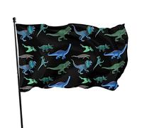 Bandiera da Giardino Tyrannosaurus Rex Dinosauro Modello Dino Bandiera Poliestere con 2 Occhielli in Ottone Banner Colore Vivido e Resistente allo sbiadimento Bandiera da Giardino per Interni 3x5 Ft