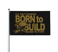 Bandiera Da Giardino U.S Navy Seabees Born To Build Bandiere Decorative Colore Vivido Bandiera Da Cortile Durevole Garden Flag Per Feste Celebrazioni Festival 90X152CM