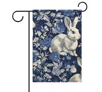 Bandiera da giardino "Un mazzo di conigli" con motivo floreale primaverile ed estivo, 30x45 cm, decorazione da esterno bifacciale per la primavera e l'inverno, resistente allo sbiadimento e facile d
