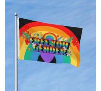 Bandiera Da Giardino Unleash Your Gender Rainbow Slogan Lgbt Bandierada Balcone Antivento Bandiere Decorative Colore Vivido Bandieradacortile Per Feste Festival Esterno 90X152CM