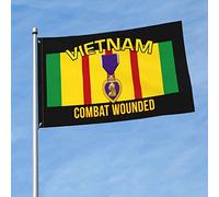 Bandiera Da Giardino Us Vietnam Veteran Combat Wounded Purple Heart Bandiere Decorative Lavabile Bandiera Da Cortile Antivento Garden Flag Per Esterno Festival Celebrazioni 90X152CM