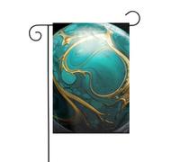 Bandiera da giardino verde acqua e marmo oro Stampe Bandiere decorative principalmente per terrazze, giardini, vasi di fiori, terrazza, balcone. 30,5 x 45,7 cm