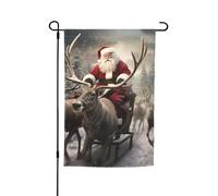 Bandiera da giardino versatile ed elegante con stampa di Babbo Natale per tutte le stagioni, decorazione per patio all'aperto ultimo intervento, portici e giardini
