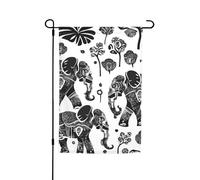 Bandiera da giardino versatile ed elegante con stampa di elefanti, per tutte le stagioni, decorazione da cortile per esterni, portici e giardini