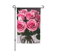 Bandiera da giardino versatile ed elegante con stampa di rose rosa, per tutte le stagioni, decorazione da cortile per esterni, portici e giardini