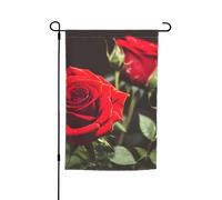 Bandiera da giardino versatile ed elegante con stampa di rose rosse e vino per tutte le stagioni, decorazione da cortile per esterni, portici e giardini