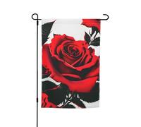 Bandiera da giardino versatile ed elegante con stampa di rose rosse, per tutte le stagioni, decorazione per cortili, verande, giardini
