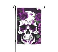 Bandiera da giardino versatile ed elegante con stampa di scheletro di rose viola, per tutte le stagioni, decorazione da cortile per esterni, portici, giardini