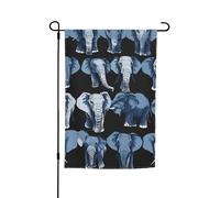Bandiera da giardino versatile ed elegante per tutte le stagioni, motivo: elefante, colore blu e nero, decorazione per cortili, portici e giardini