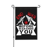 Bandiera da giardino verticale bifacciale "Fine della guerra prima che la guerra finisca tu", 12x18 pollici, decorazione da parete per cortile, striscione di benvenuto
