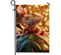 Bandiera da giardino vibrante per rettili, drago barbuto colorato, decorazione per interni ed esterni, per primavera estate, bandiera da cortile su entrambi i lati ispirata alla natura, per la