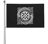 Bandiera Da Giardino Viking Pattern Black And White Norse Runes Bandiere Decorative Colore Vivido Garden Flag Durevole Bandiera Da Cortile Per Feste Celebrazioni Festival 90X152CM