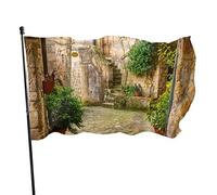 Bandiera da giardino Villaggio di pietra Toscana Valle italiana Cortile Casa Decorazione esterna Bandiere Striscioni per prato patio 3x5 piedi