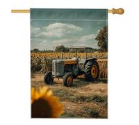 Bandiera da giardino vintage autunnale con girasole, trattore retrò, decorazione per la casa, decorazione per la casa, decorazione per il prato autunnale stagionale su entrambi i lati, 71 x 101 cm