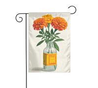 Bandiera da giardino vintage con calendule arancioni in bottiglia di vetro, 30 x 45 cm, verticale su entrambi i lati, decorazione per casa colonica, vacanze, esterni, bandiera da cortile