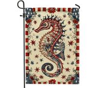 Bandiera da giardino vintage con cavallucci marini, striscione decorativo per la casa, bandiera decorativa da giardino su entrambi i lati, per feste estive all'aperto, 30,5 x 45,7 cm
