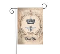 Bandiera da giardino vintage con corona vitruviana e ape regina, per esterni, patio, atmosfera da festa (30,5 x 45,7 cm)
