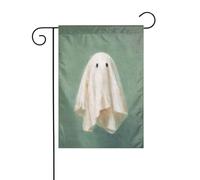 Bandiera da giardino vintage con fantasma galleggiante verde salvia 30 x 45 cm verticale su entrambi i lati per fattoria vacanze decorazioni esterne bandiera cortile