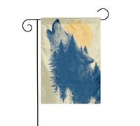 Bandiera da giardino vintage con lupo di Halloween che ulula nella foresta 30 x 45 cm verticale su entrambi i lati per fattoria vacanze decorazioni esterne bandiera cortile