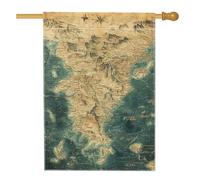 Bandiera da giardino vintage con mappa delle montagne, design topografico dai toni della terra, decorazione per esterni per tutte le stagioni, bandiera da cortile su entrambi i lati, decorazione