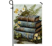 Bandiera da giardino vintage con motivo floreale blu, bandiera decorativa per la casa, in iuta su entrambi i lati, per la primavera, decorazione per prato all'aperto, 30,5 x 45,7 cm