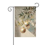 Bandiera da giardino vintage con palla da discoteca su ramo con luci, 30 x 45 cm, verticale su entrambi i lati, decorazione per casa colonica, vacanze, esterni, bandiera da cortile