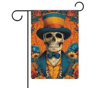 Bandiera da giardino vintage con scheletro del giorno dei morti, in iuta su entrambi i lati, 30,5 x 45,7 cm