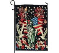 Bandiera da giardino vintage con statua della dea, 30,5 x 45,7 cm, double face, per esterni, decorazione per esterni, bandiera per casa in tela per il 4 luglio, piccola bandiera da giardino per