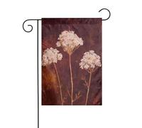 Bandiera da giardino vintage con tre steli di fiori selvatici bianchi secchi 30 x 45 cm verticale su entrambi i lati per fattoria vacanze decorazioni esterne bandiera cortile
