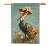 Bandiera da giardino vintage con uccelli costieri, bandiera floreale blu per la decorazione della casa, decorazione per prato esterno in iuta su entrambi i lati, bandiera per feste primaverili estive