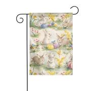 Bandiera da giardino Vintage Flower Rabbit Bunny Easter Prints Bandiere decorative principalmente per terrazze, giardini, vasi di fiori, terrazza, balcone. 30,5 x 45,7 cm