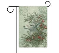 Bandiera da giardino vintage natalizia con renne per vacanze stagionali in iuta su entrambi i lati, 30,5 x 45,7 cm
