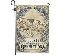 Bandiera da giardino, vintage, rustica, con campanella della libertà di bufalo patriottica, beige, su entrambi i lati, bandiere decorative per cortile, patio, prato, portico, ingresso e campeggio