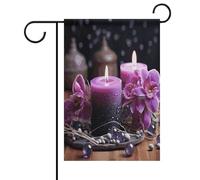 Bandiera da giardino viola fiori e candele stampati bandiera esterna decorativa giardino o patio bandiera cortile bandiera decorativa esterna