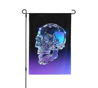 Bandiera da giardino viola scuro con teschio alla moda su entrambi i lati, 71 x 101 cm, resistente allo sbiadimento, per esterni, inaugurazione della casa, decorazione per le vacanze