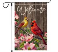 Bandiera Da Giardino Welcome Cardinal Rustic Farmhouse Flower Spring Summer Garden Flag Resistente Al Sole Bandiera Da Cortile Colore Vivido Bandiere Decorative Per Esterno Celebrazioni 30X45CM