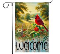 Bandiera Da Giardino Welcome Cardinal Spring Summer Colorful Flower Vertical Bandiera Da Cortile Resistente Al Sole Garden Flag Colore Vivido Bandiere Decorative Per Esterno Celebrazioni 30X45CM