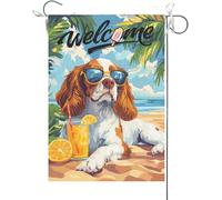 Bandiera Da Giardino Welcome English Springer Spaniel Beach Bandiera Verticale Premium Garden Flag Colore Vivido Bandiera Da Cortile Per Esterno Feste Festival 30X45CM